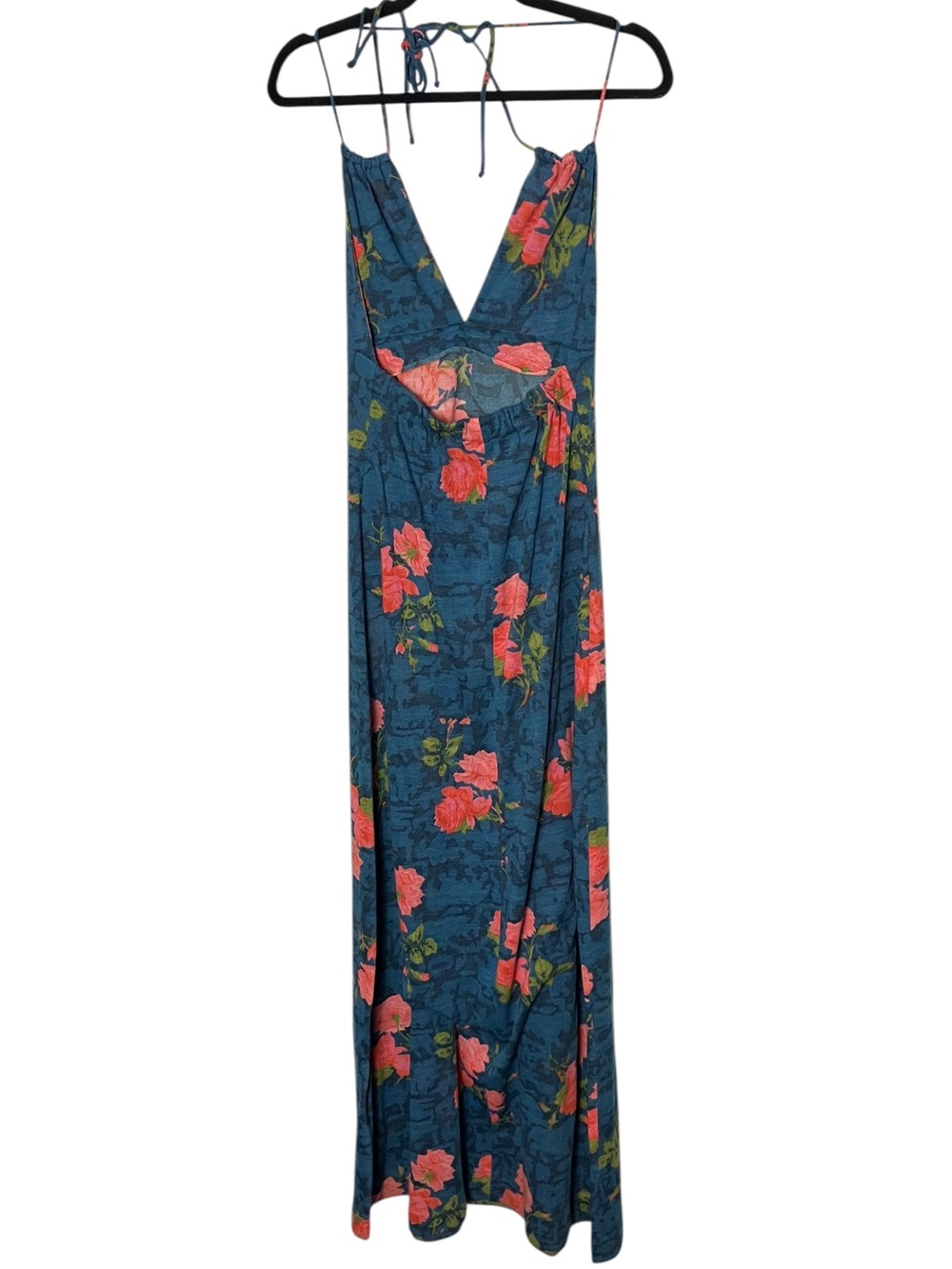 Vintage 70s Disco Floral Halter Dress Medium